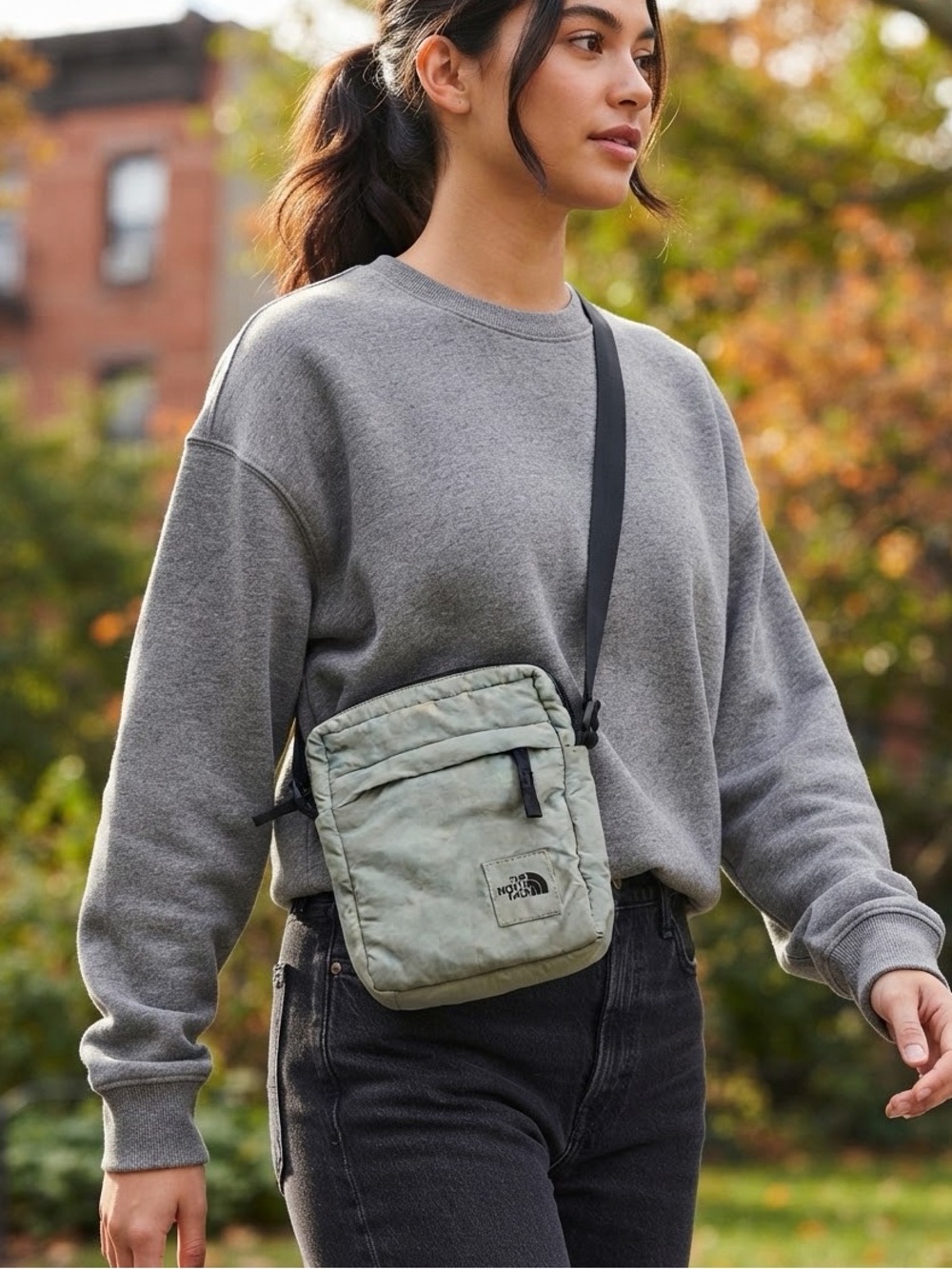 The North Face Light Sage Green Crossbody Bag